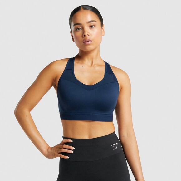 NWOT Gymshark Open Back Sports Bra Navy Blue Size S - Picture 1 of 8